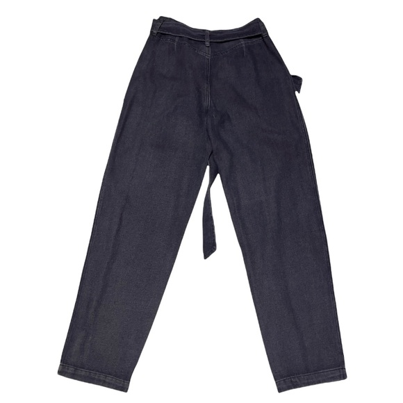 NWT VERY J Belted Bow Zip Button Relaxed fit Baggy Black Denim Jeans - Picture 4 of 7